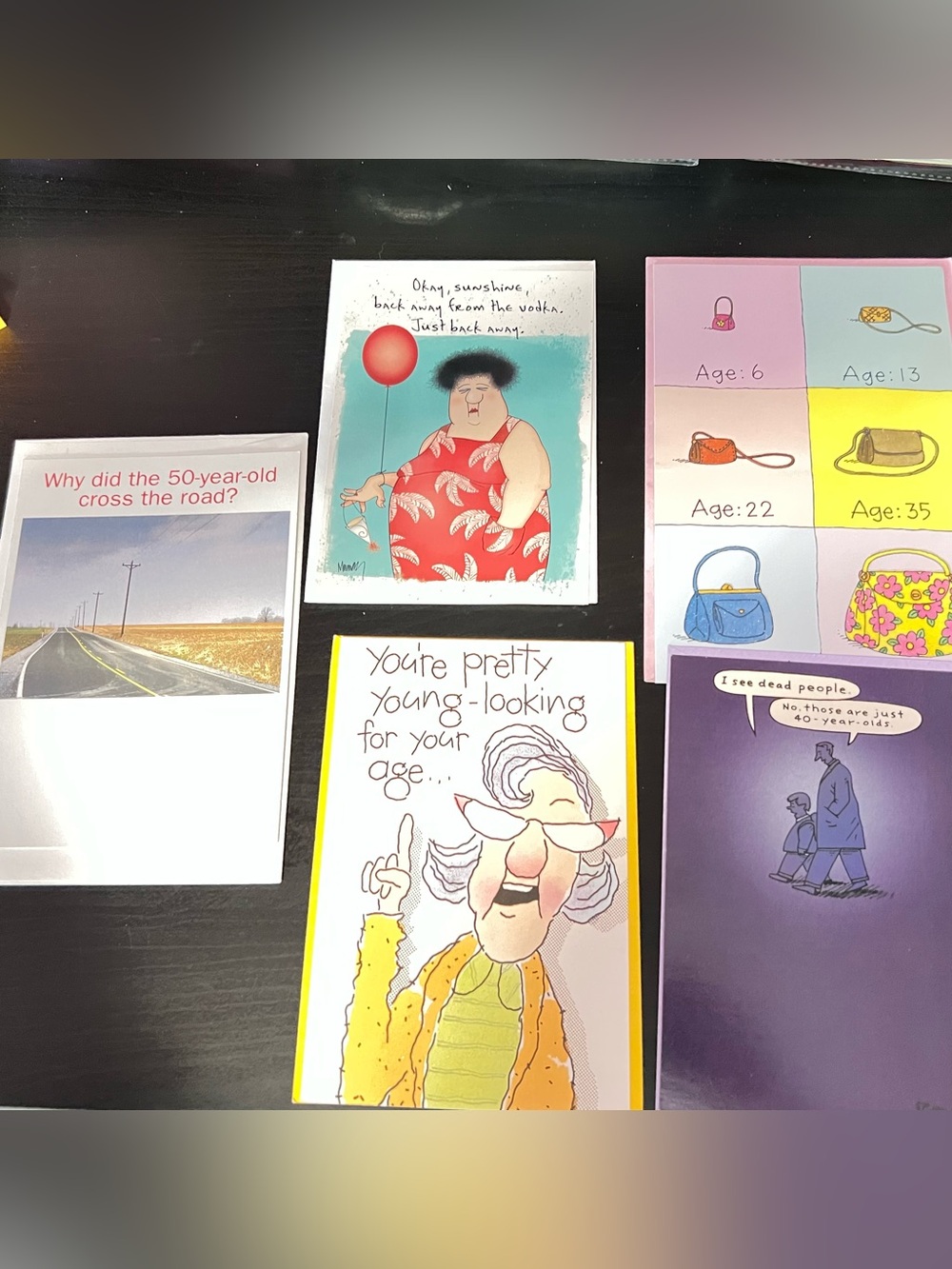 Vintage 5 Birthday Card Lot: Older Person Birthday Card Lot